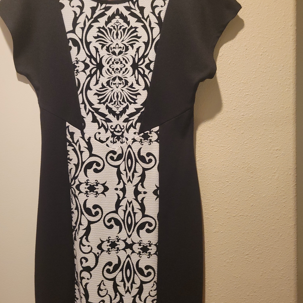 Angel Black and White Ornate Mini Dress
